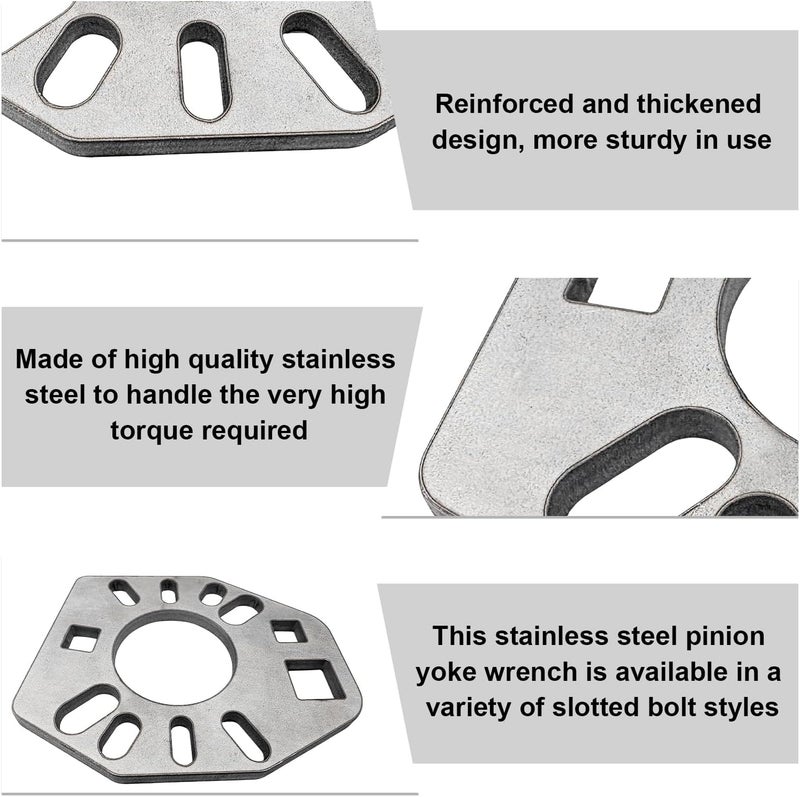 FSTURIOS Stainless Steel Pinion Yoke Wrench Tool, Pinion Holder Yoke Wrench with Extra 1/2" Hole Fits Most Sockets, Extra Strength Puller Suitable for Loosening Pinion Flange & Nuts - Image 3
